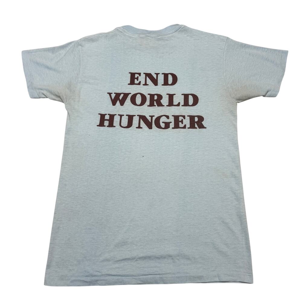 Vintage 80s End World Hunger Parody Kilimanjaro Climb Tee Shirt 17x25